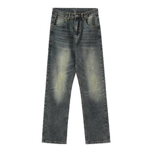 Z POCKET高街美式复古cleanfit直筒宽松牛仔裤男款休闲裤子女秋冬