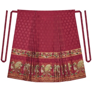 登云龙织造司原创明制汉服新中式红色马面裙婚服上衣配半高领衬衫