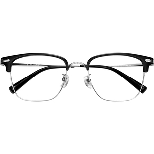 半框眼镜男款斯文败类超轻纯钛防蓝光可配近视男生专业网上配镜片