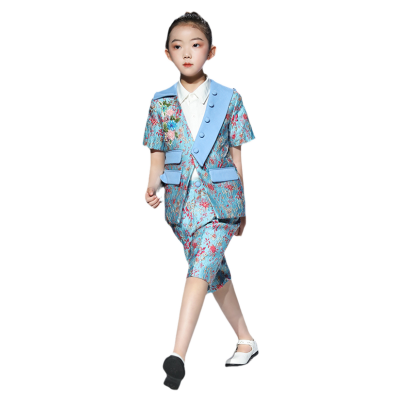 女童西装套装2025新款儿童礼服女生日走秀潮服舞台个性演出服高端