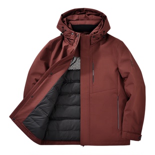 保罗彼得2025冬季男士90鸭绒羽绒服连帽可拆卸保暖外套HWEDR00240