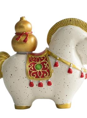 生肖马国潮风招财马上有钱摆件