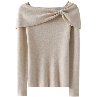 精致与气场~蝴蝶结100%纯山羊绒衫女纯羊绒毛衣针织衫秋冬新品