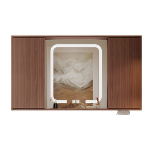 风水镜柜浴室中古风挂墙式凤水镜单独卫生间推拉隐藏式置物柜卫浴