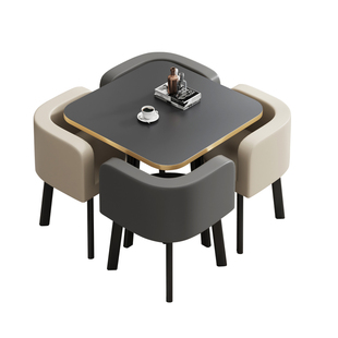 简约洽谈桌椅组合接待谈判休闲圆形桌会客桌商用奶茶甜品店桌椅