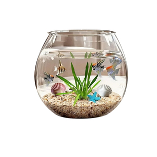 圆形鱼缸小型客厅金鱼乌龟缸造景缸一体成型仿玻璃小型乌龟缸耐摔