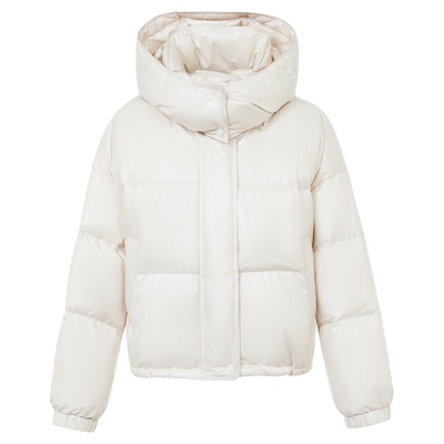 朗姿90白鹅绒宽松短款连帽羽绒服通勤风百搭外套女2025年冬季新款
