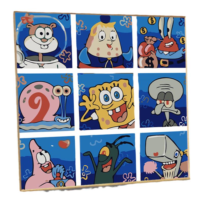 油彩画diy数字油画海绵宝宝填色
