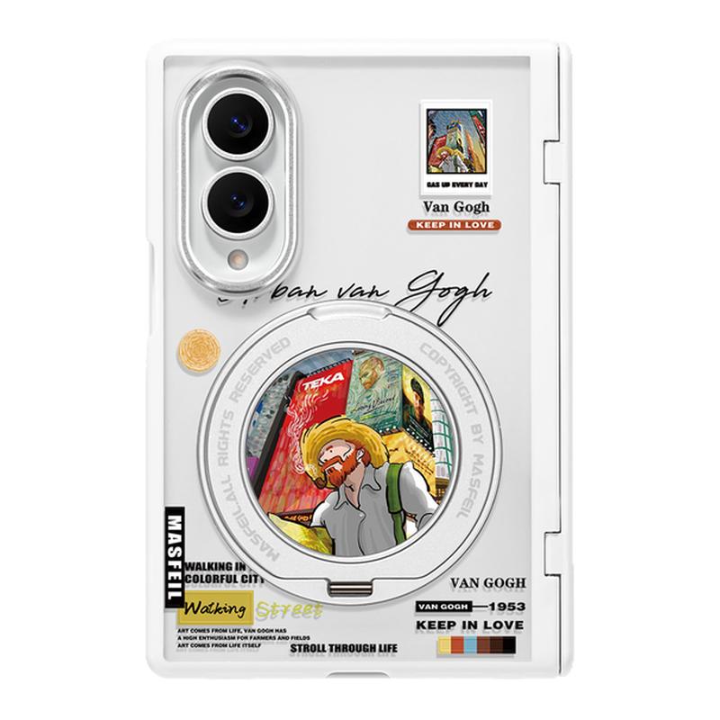 MASFEIL× 都市梵高适用三星GalaxyZFold8Wide手机壳磁吸带支架小折叠屏阔Zfold8透明全包保护套防摔新款高档