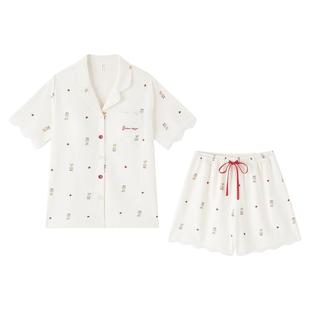 泰迪熊纯棉睡衣女夏季带胸垫女士2026新款短袖夏天情侣家居服男夏