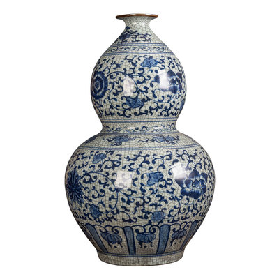 旭景新中式仿古客厅玄关青花瓷瓶