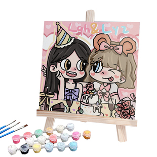 数字油画定制diy星蝶情侣手工丙烯装饰画画像填色油彩画礼物