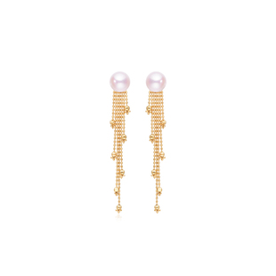 UP柚白 18K金爆闪流苏耳线镭射仙女珍珠耳链素耳饰耳钉伴侣配件