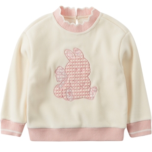 歌瑞家儿童卫衣冬季新款女童中大童卫衣女孩冬装加绒上衣抗静乐友