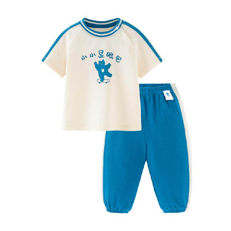 【凉感抑菌】迷你巴拉巴拉短袖套装男女童宝宝运动学院风短袖长裤