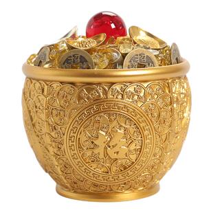 黄铜米缸招聚财聚宝盆摆件家居客厅冰箱上装饰品铜缸特大号存钱罐