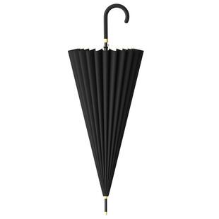 24骨雨伞女双人大号长柄男士暴雨专用伞直柄直杆黑色弯钩定制logo