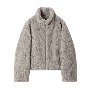 白口阳【费城冬日】立领毛茸茸环保皮草男冬季2025加厚保暖短外套