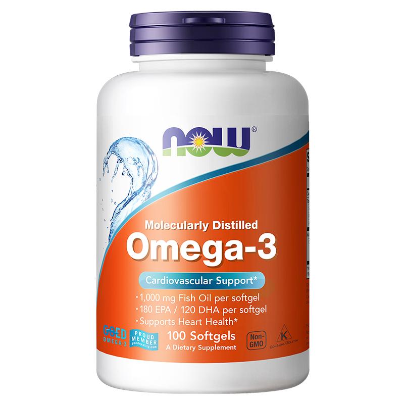 Now Foods 诺奥 Omega-3深海鱼油胶囊1000mg*100粒*3件