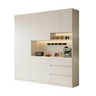 ENF级欧松板实木餐边柜靠墙一体储物柜客厅家用酒柜简约茶水柜