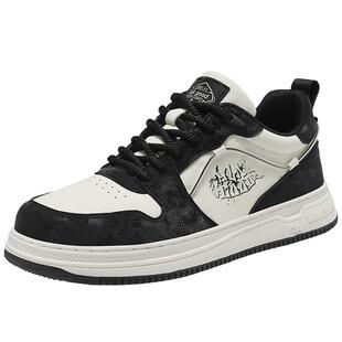 HLA/海澜之家男鞋新款冬季百搭厚底板鞋中帮休闲耐磨加绒运动皮面