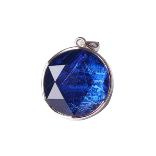 天铁陨石吊坠天然原石M铁镍铁大卫星925银镶嵌陨铁六芒星情侣项坠