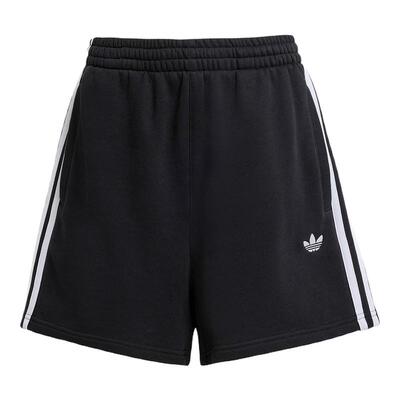 adidas阿迪达斯三叶草拉绳腰身五分裤夏女三条纹针织短裤JW5109