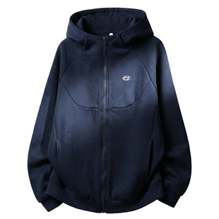 男士美式刺绣连帽卫衣男款潮帅气时髦上衣春季外套开衫2026年新款