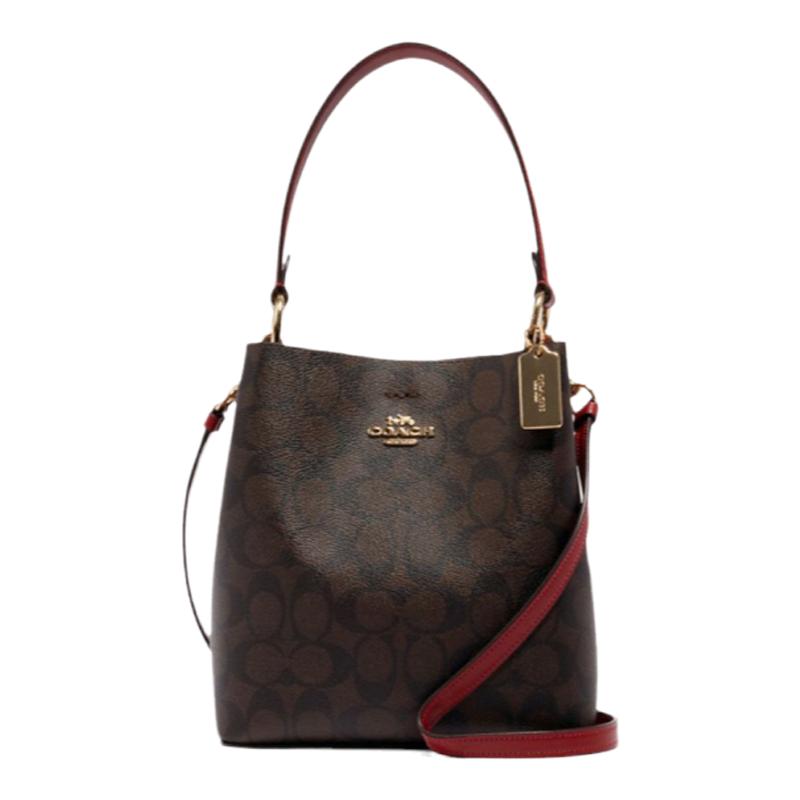 COACH/蔻驰官方 奥莱款女士小号经典老花单肩斜挎手提水桶包2312