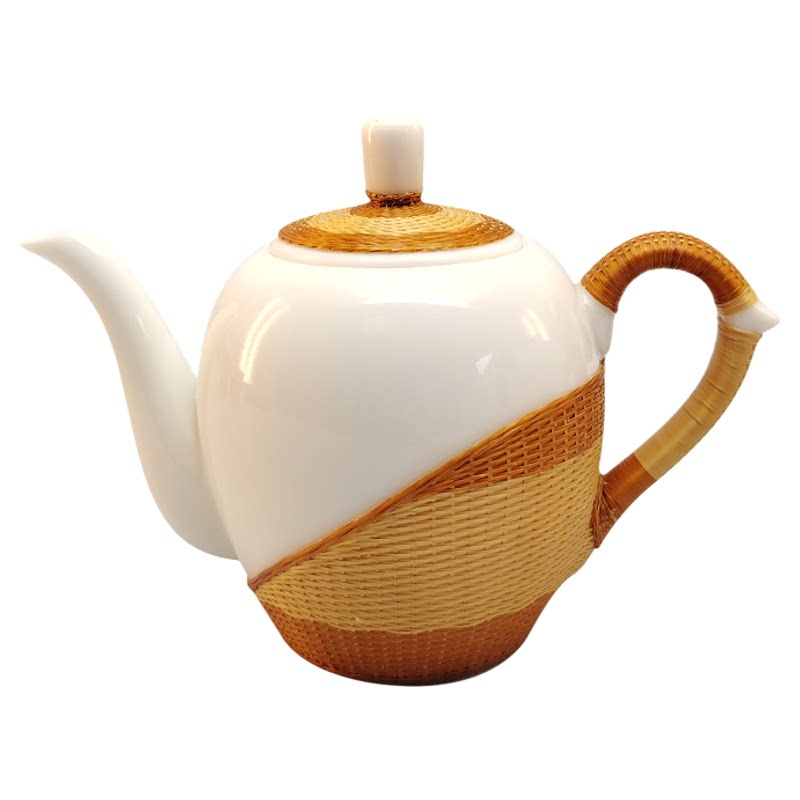 竹丝扣瓷功夫茶具套装非遗竹编