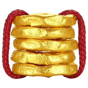 【组合】潮宏基盘缠金足金手链黄金手饰转运珠吊坠女硬金串珠手绳