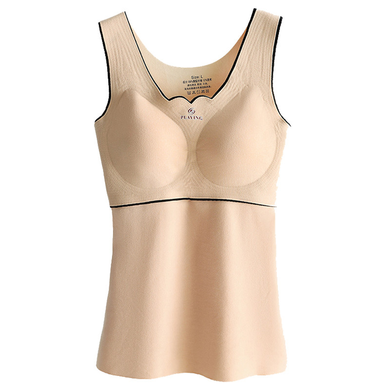 保暖背心女士德绒带胸垫无痕自发热棉内衣加绒加厚打底内穿冬季款