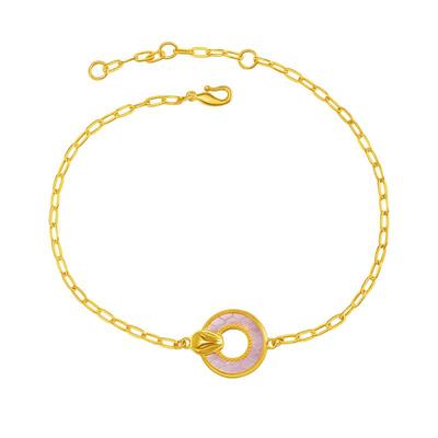 老庙黄金足金999贝壳金蛇手链