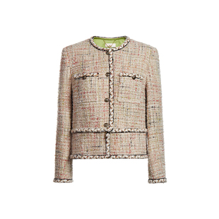 ochirly欧时力 羊毛花纱小香短外套女2024新款早春可拆下摆法式