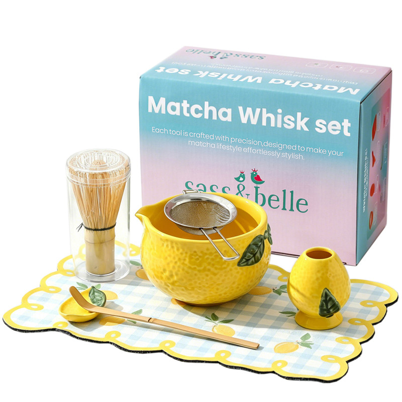 Sass&Belle原创英国抹茶工具套装陶瓷抹茶碗可爱柠檬点茶碗茶筅