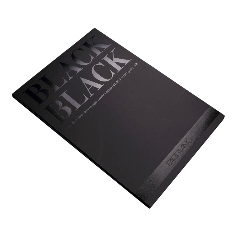 意大利FABRIANO飞碧纳BLACK黑色绘画纸单面封胶本20张300g细纹