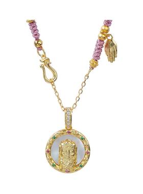 Blue hour新中式白贝母佛像项链女款彩锆转运编绳吊坠母亲节礼物