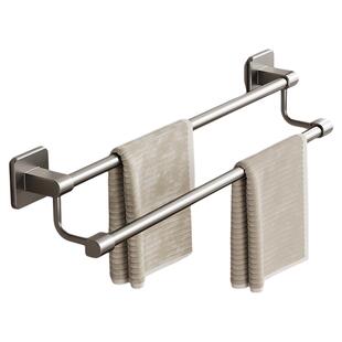 卫生间毛巾架免打孔毛巾挂杆浴室架子置物架厕所厨房玻璃收纳强力