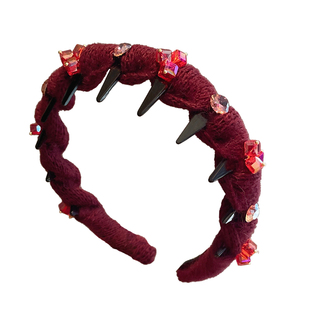 红色毛线发箍女款高颅顶2025新款秋冬洗脸头箍带齿压发卡发捆头饰