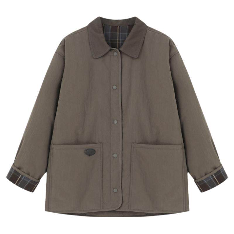 Basic House/百家好polo领纯色简约版棉服女冬季新款加厚保暖外套