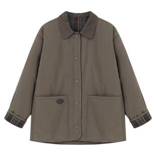 Basic House/百家好polo领纯色简约版棉服女冬季新款加厚保暖外套