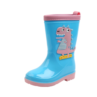 男女儿童卡通恐龙小孩防滑可爱雨鞋加棉时尚宝宝水靴中筒踩水胶鞋