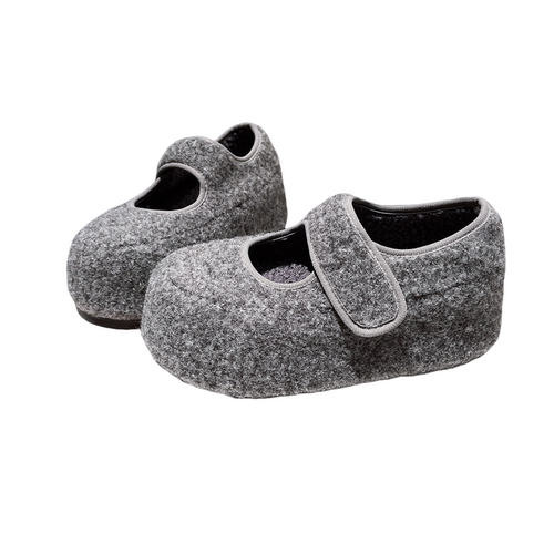 欧货新款毛呢毛毛鞋魔术贴玛丽珍鞋加绒保暖棉鞋面包鞋勃肯鞋女鞋