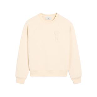 Ami Paris男女同款同色ADC圆领卫衣 编织爱心棉质休闲上衣