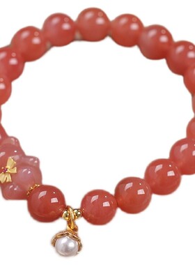 女天然盐源玛瑙小众设计小熊