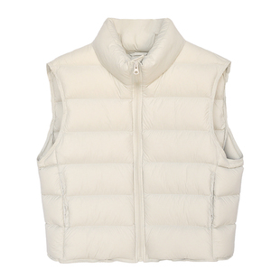 因由 90绒2025秋冬新款保暖龟背立领纯色时髦排骨羽绒服马甲女