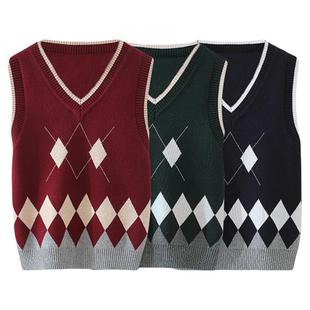 小学生校服马甲女童坎肩男孩毛线纯棉外套男童毛衣儿童针织毛背心