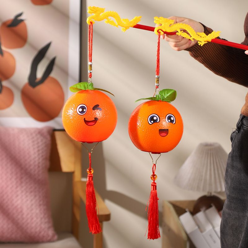 2025新款手提桔子灯笼创意灯儿童可爱爆元宵节款新年礼物发光橙子