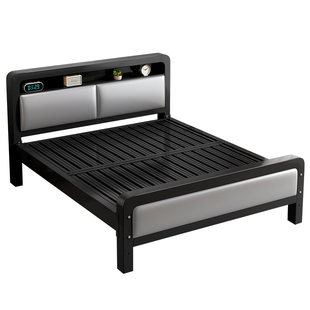 铁艺床双人床家用1米8加粗加厚铁床不锈钢单人床架铁架床出租房用