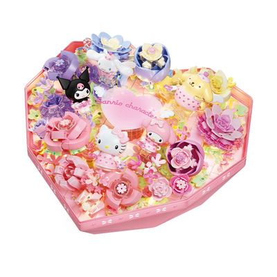 AREAX砖区积木三丽鸥爱心花盒库洛米拼装玩具摆件生日情人节礼物